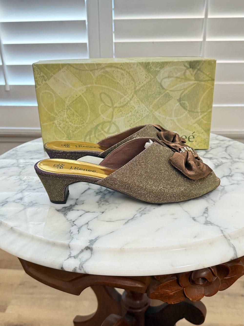 J.Renee Two-Tone Glitter Peep-Toe Mules - Picture 3 of 6